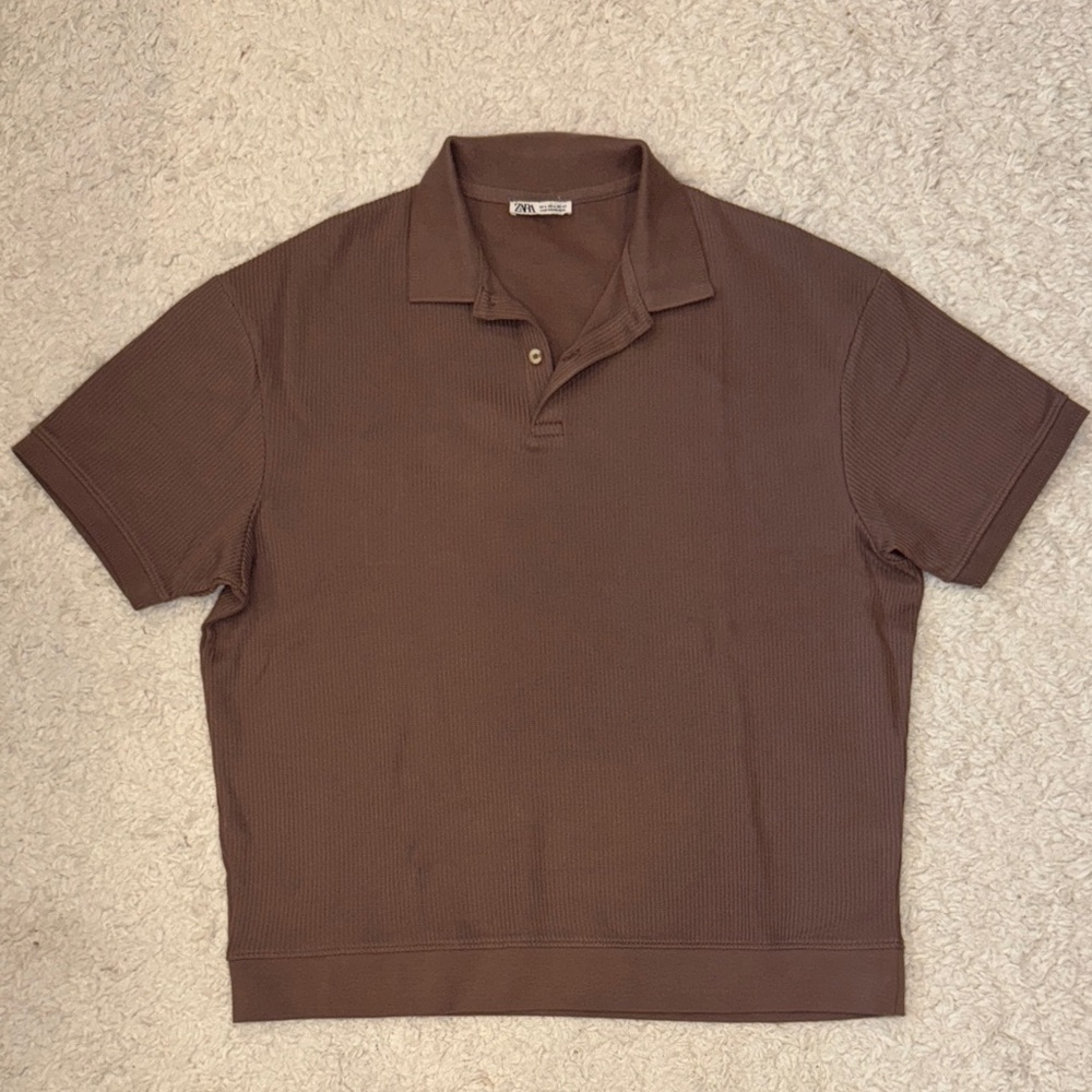 Zara Men’s Chocolate Brown Polo Shirt NWOT